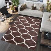 Tapiso Sari Vloerkleed Woonkamer Trellis Bruin Tapijt Maat- 220x320