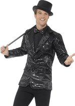 SMIFFYS - Luxe zwart disco jasje met lovertjes voor mannen - XL - Volwassenen kostuums