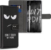 kwmobile telefoonhoesje voor Samsung Galaxy A71 - Hoesje met pasjeshouder in wit / zwart - Don't Touch My Phone design