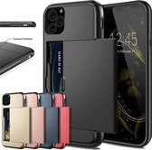 iPhone 11 Pro Hoesje met Pasjeshouder & Inclusief Screenprotector - Hard Case - Goud