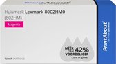 PrintAbout huismerk Toner 80C2HM0 (802HM) Magenta Hoge capaciteit geschikt voor Lexmark