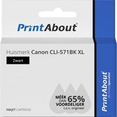 PrintAbout huismerk Inktcartridge CLI-571BK XL Zwart Hoge capaciteit geschikt voor Canon