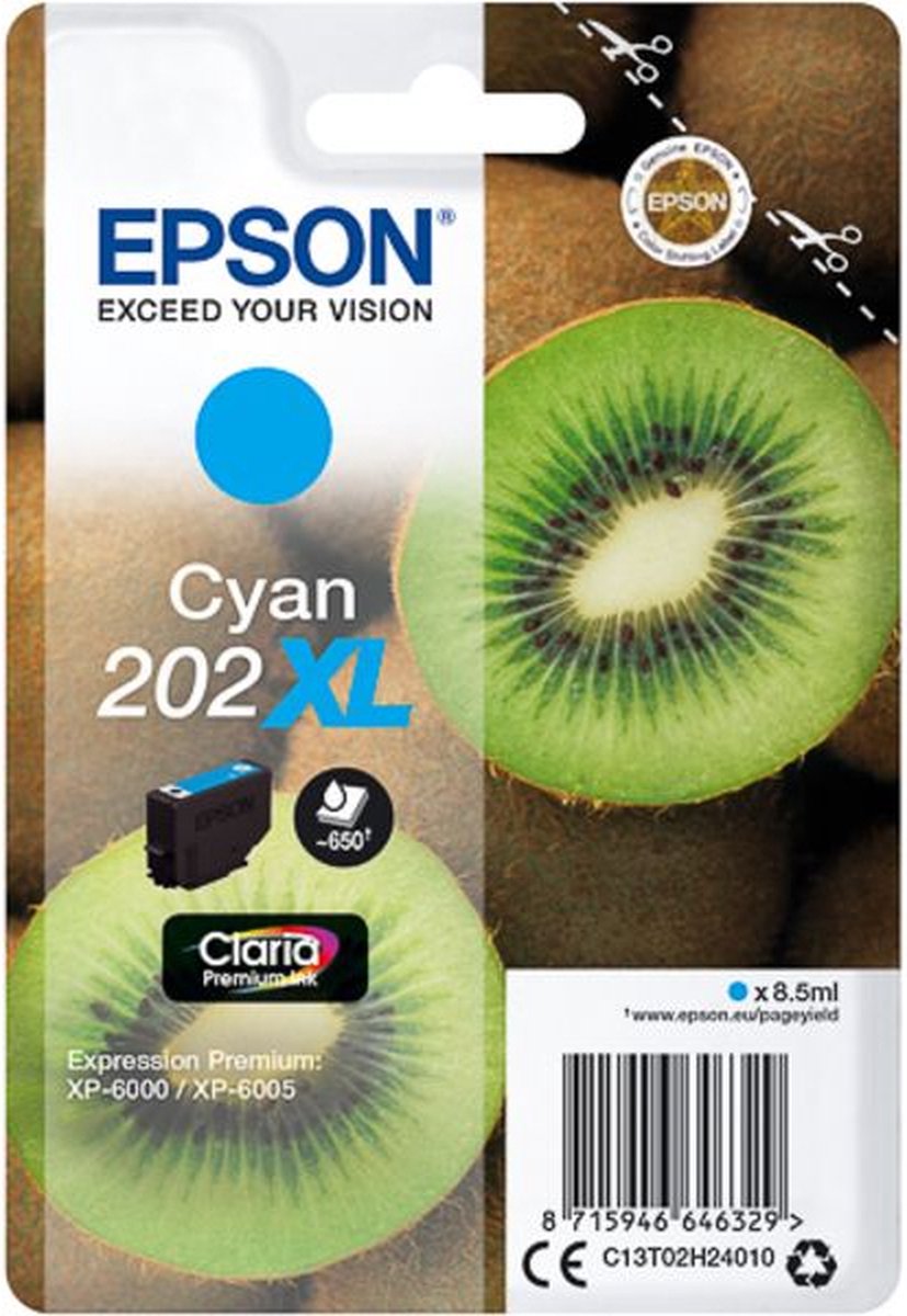Epson 202XL inkt cartridge cyaan hoge capaciteit (origineel)
