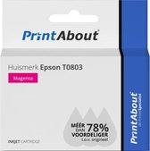 PrintAbout huismerk Inktcartridge T0803 Magenta geschikt voor Epson