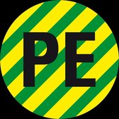 Beschermende PE geleider sticker, vel, groen geel 25 mm - 10 per vel