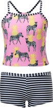 Snapper Rock - Tankini - Zebra Crossing - Roze/Zwart/Wit - maat 98-104cm