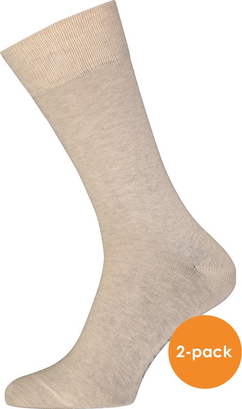 FALKE Happy herensokken (2-pack) - beige (sand melange) -  Maat: