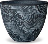 Quinn ronde bloempot/plantenbak/bloembak - zwart - trendy plantenpotten - 44x36cm - met afwateringsgat - buiten/binnen
