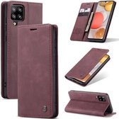 CaseMe - Hoesje geschikt voor Samsung Galaxy A42 5G -Wallet Book Case - Magneetsluiting - Donker Rood