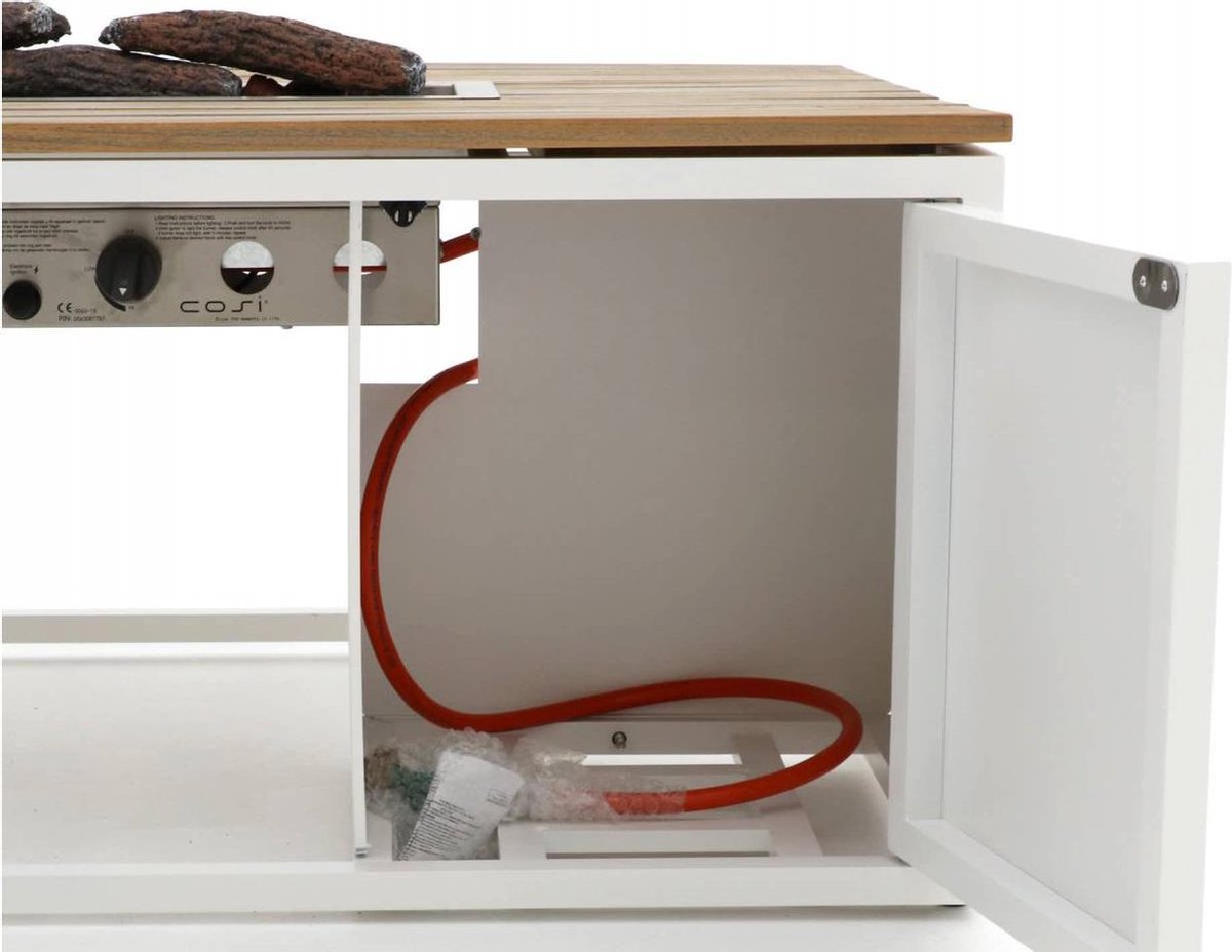 Cosi Cosiloft 120 - Table de feu - Blanc avec teck
