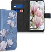 kwmobile telefoonhoesje voor Alcatel 1S (2020) - Hoesje met pasjeshouder in taupe / wit / blauwgrijs - Magnolia design