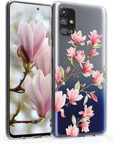 kwmobile telefoonhoesje voor Samsung Galaxy M31s - Hoesje voor smartphone in poederroze / wit / transparant - Magnolia design
