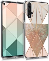 kwmobile telefoonhoesje voor Huawei Nova 5T - Hoesje voor smartphone in beige / ros�goud / wit - Geometrische Driehoeken design