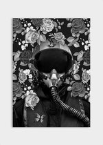Poster Flower Pilot Black - Plexiglas - Meerdere Afmetingen & Prijzen | Wanddecoratie - Interieur - Art - Wonen - Schilderij - Kunst