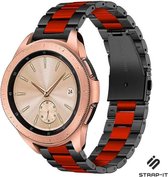 Stalen Smartwatch bandje - Geschikt voor Strap-it Samsung Galaxy Watch 42mm stalen bandje - zwart/rood - Strap-it Horlogeband / Polsband / Armband