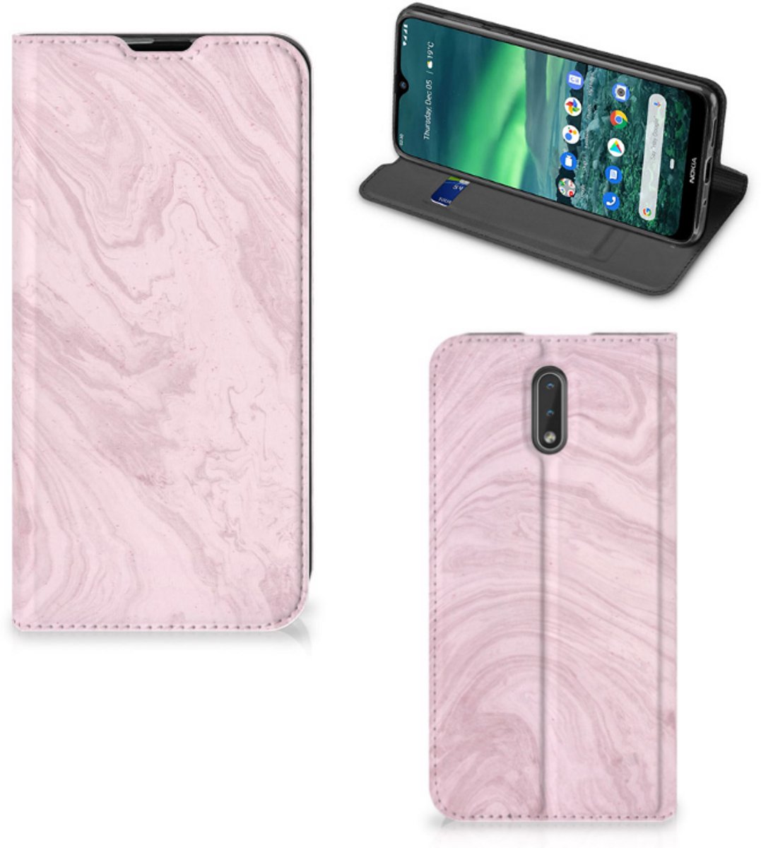 Nokia 2.3 Standcase Marble Pink - Origineel Cadeau Vriendin