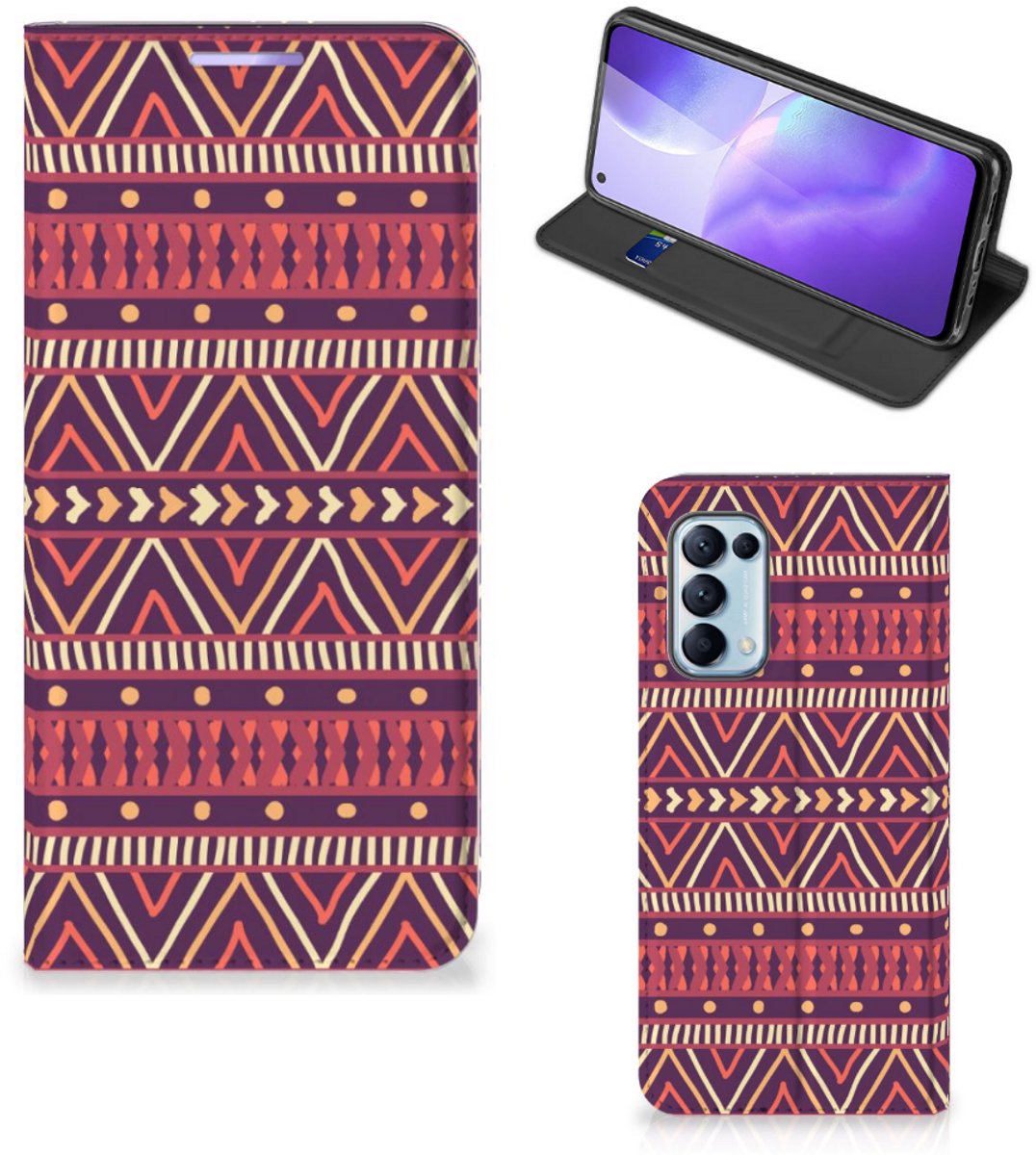 OPPO Find X3 Lite Hoesje met Magneet Aztec Paars