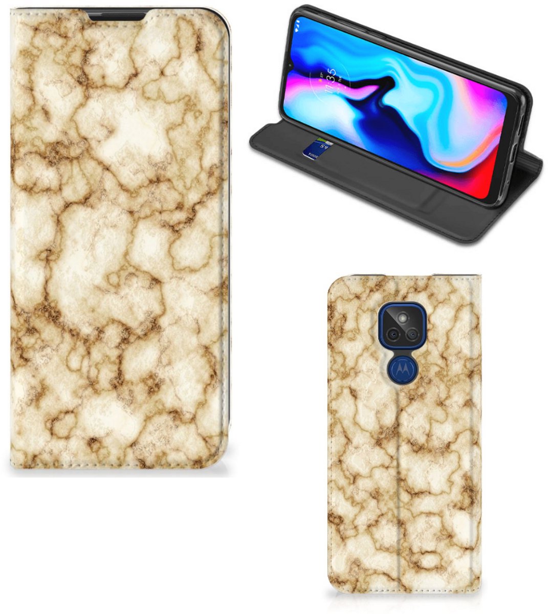 Motorola Moto G9 Play Standcase Marmer Goud