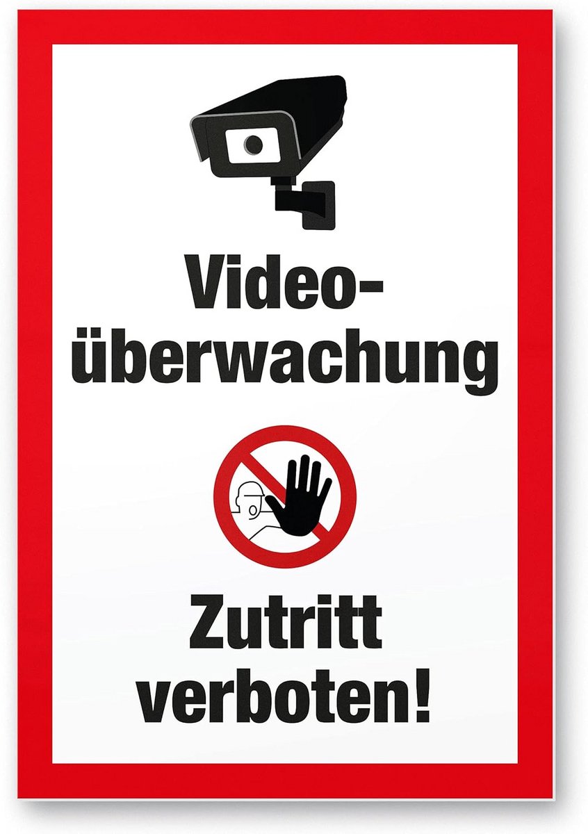Videobewakingsbord - Veiligheidswaarschuwing - Extra aandacht gevraagd