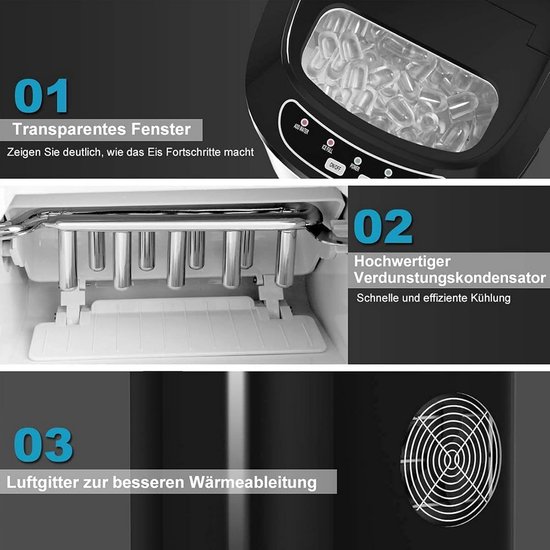 IJsblokjesmachine met 12 kg ijsproductie per 24 uur en 2 ijsblokjesmaten van Merkloos — afbeelding 4