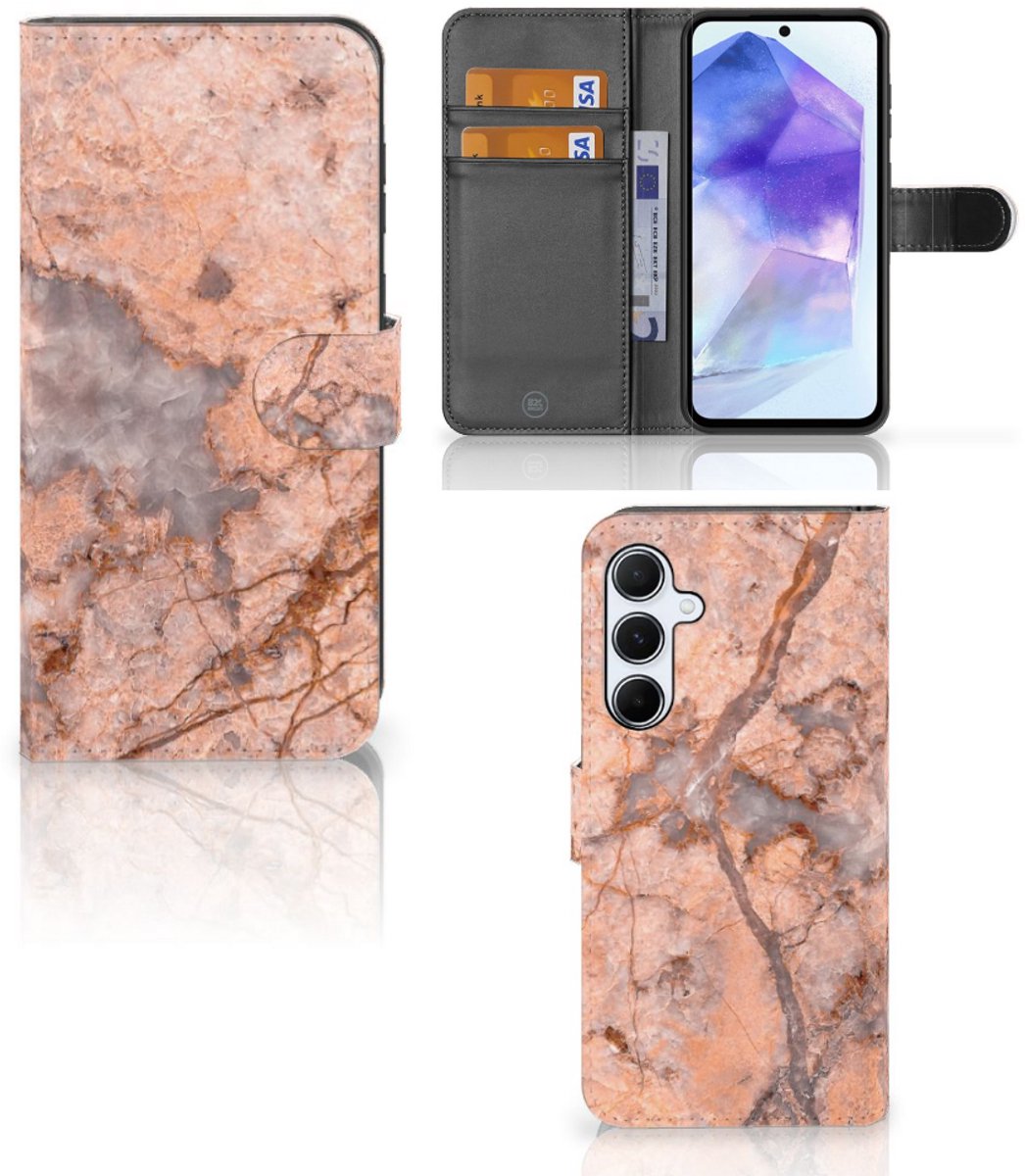 Samsung Galaxy A55 Bookcase Marmer Oranje