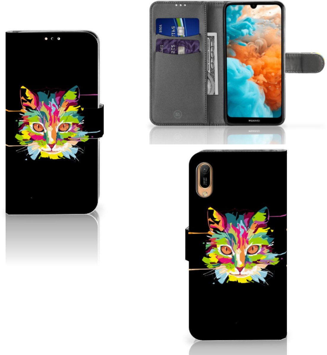 Huawei Y6 (2019) Leuk Hoesje Cat Color