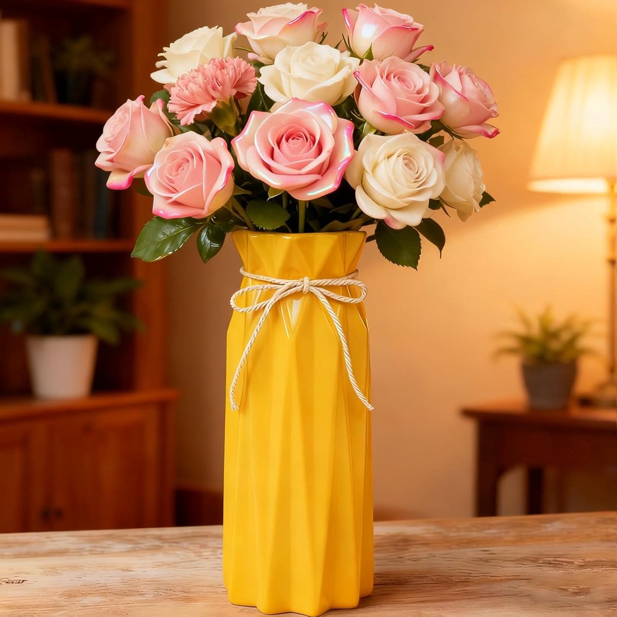 Moderne Keramische Vintage Vaas voor Bloemen en Pampas Gras - Decoratie voor Woonkamer, Br