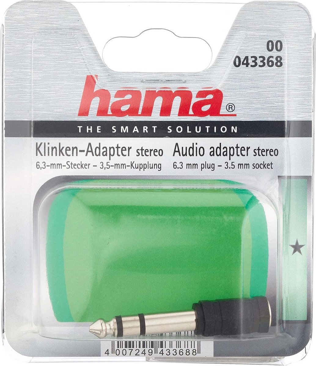 Audio-Adapter 3,5 mm Jack naar 6,3 mm Jack Stereo - Zwart