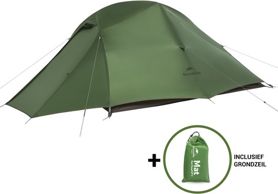 Naturehike Cloud Up 3 PRO – 3 persoons lichtgewicht tent – Waterdichte kampeertent – 20D 3000MM – Inclusief grondzeil – Outdoor trekking koepeltent – Groen