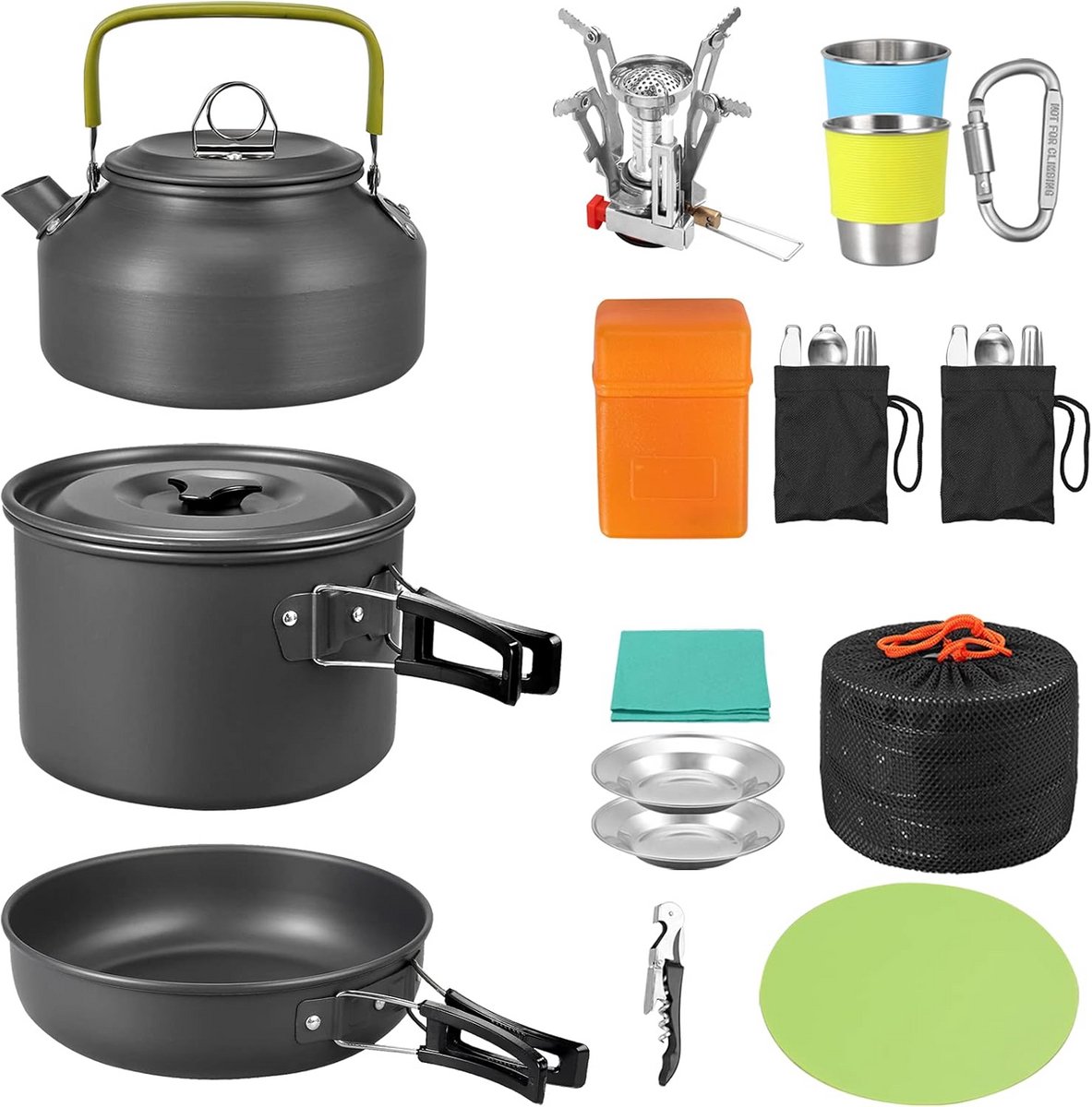 Camping Kookgerei Set voor 2 Personen - Complete Set voor Outdoor Koken