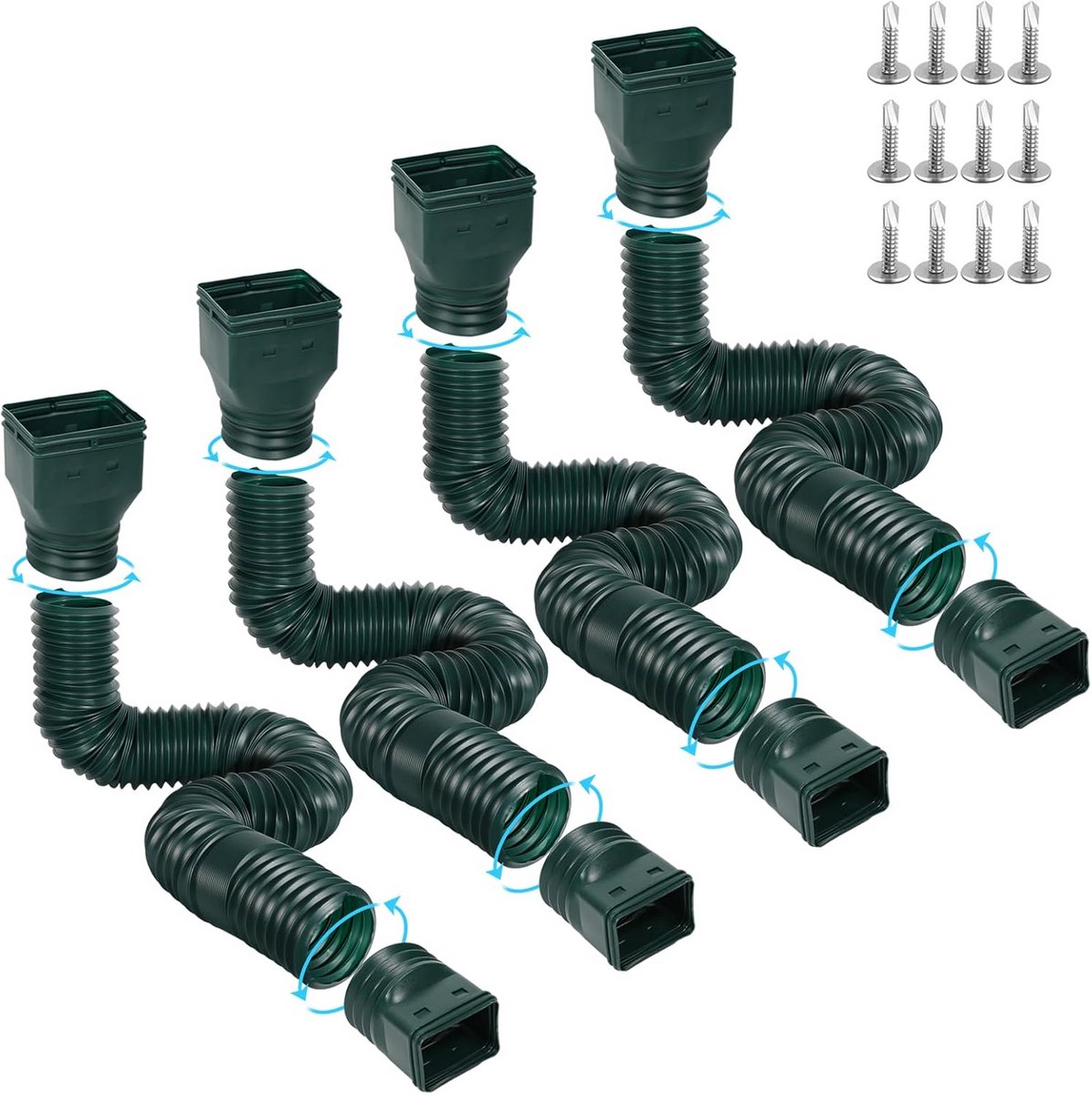 Flexibele goot downspout extensies - uitschuifbaar van 21" tot 67" met adapters