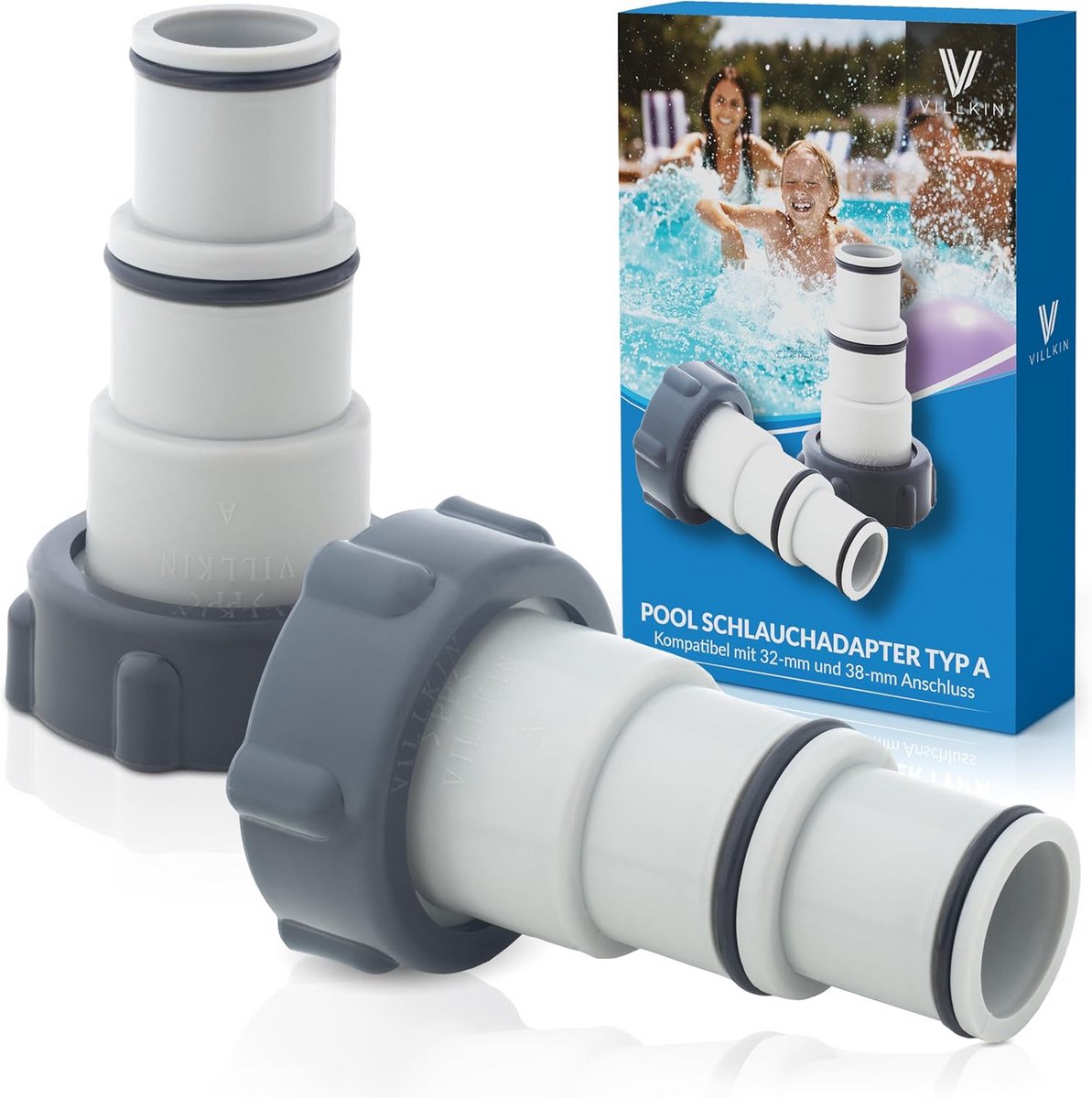 Adapter set voor Intex zwembaden met 32 mm en 38 mm aansluiting (2 stuks)