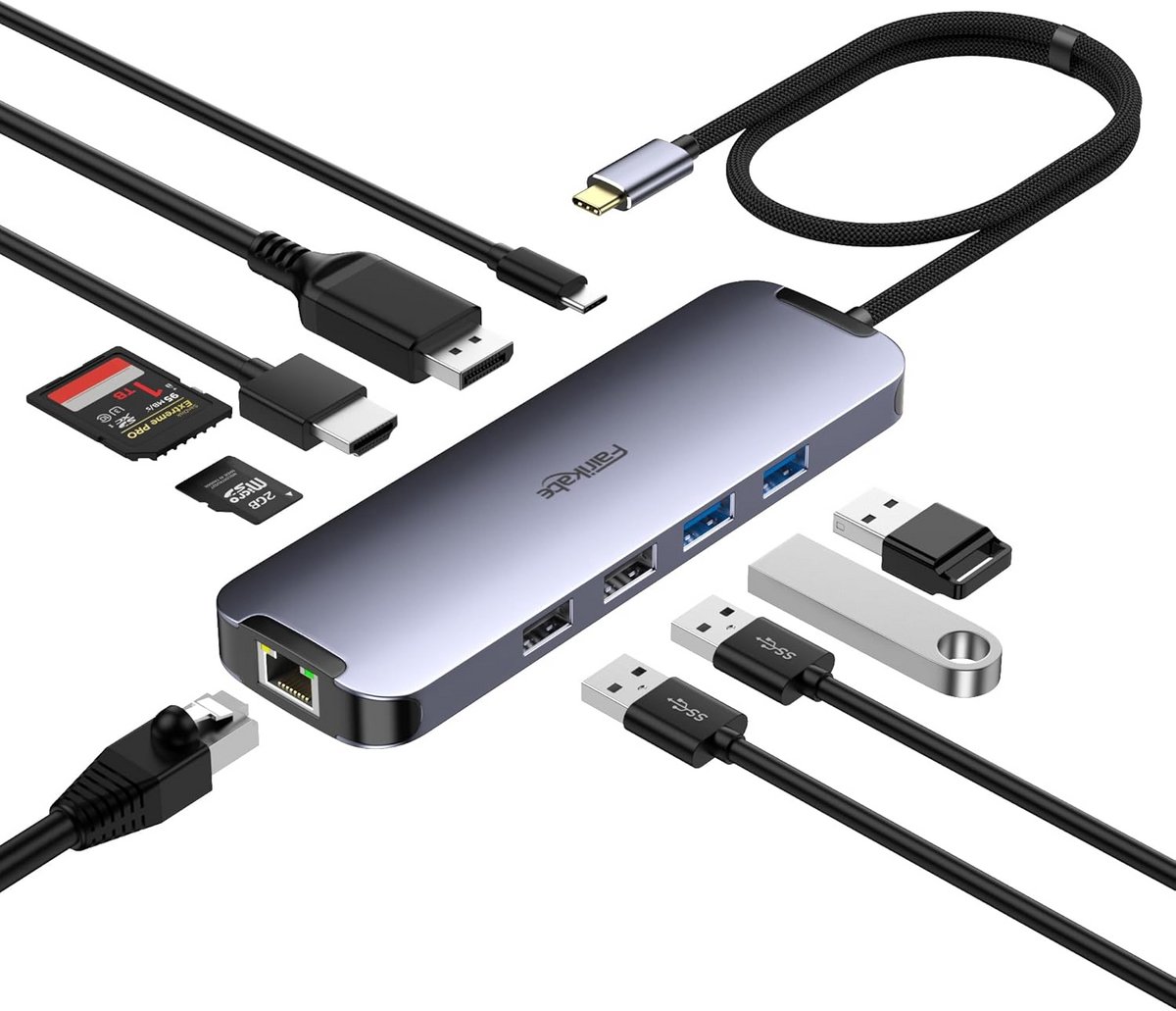 4K60Hz USB C HDMI Hub - Dockingstation met Dubbele Monitor en Ethernet