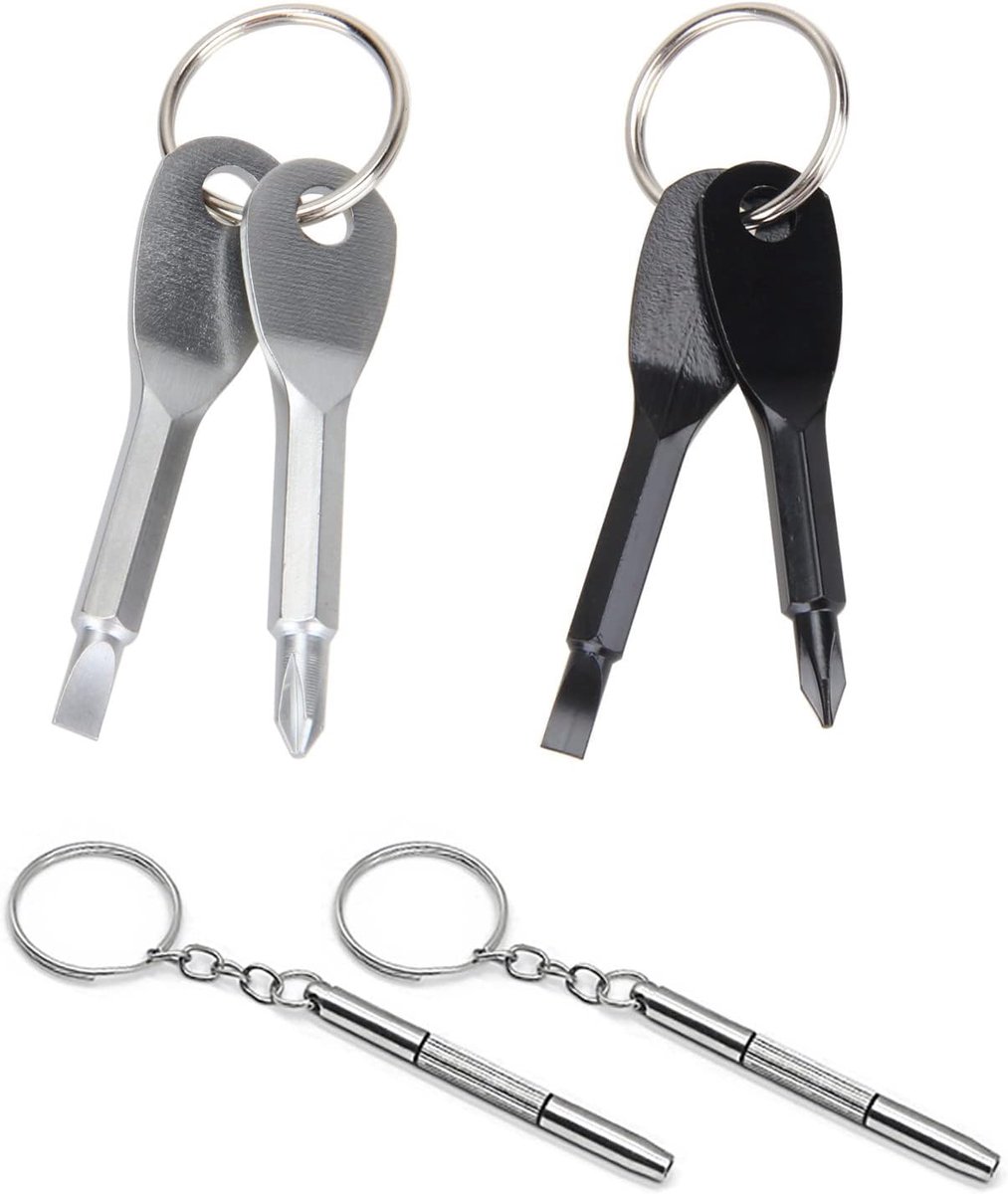 Set van 6 mini schroevendraaiers en sleutelhanger voor brillen en reparaties