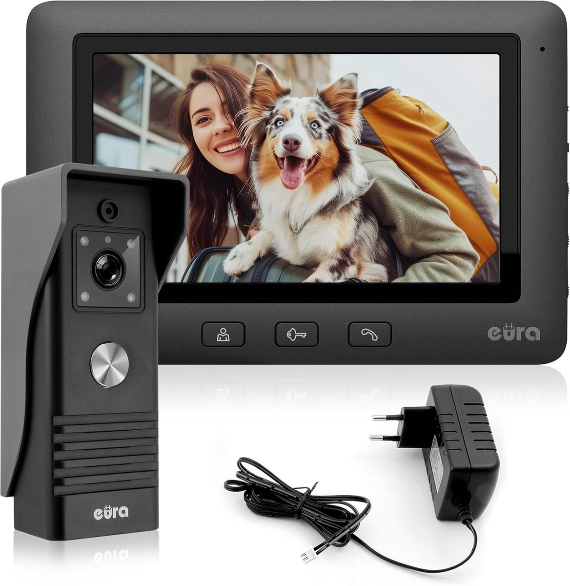 Video-deurintercom 4-draads intercomsysteem met 7-inch kleurenmonitor