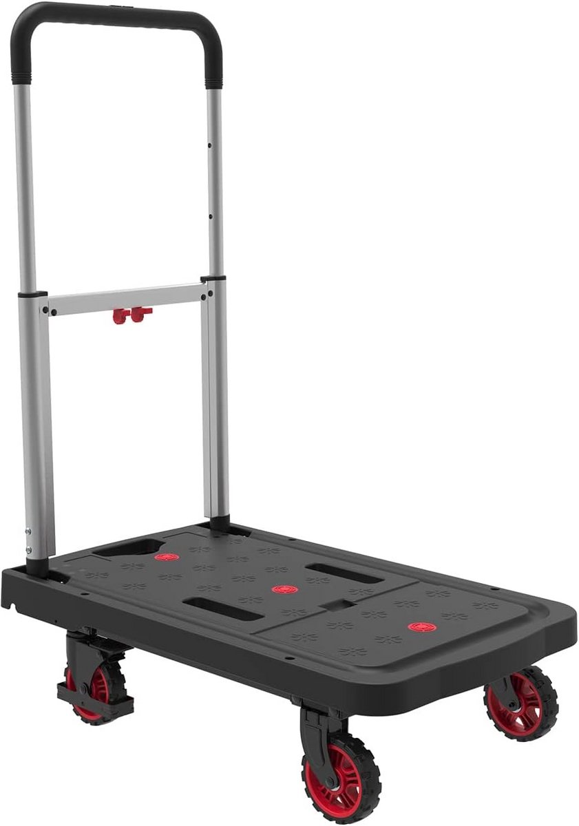 Kunststof Platformwagen 150 kg - Inklapbaar Stuur en Wielen, Stabiel en Handig