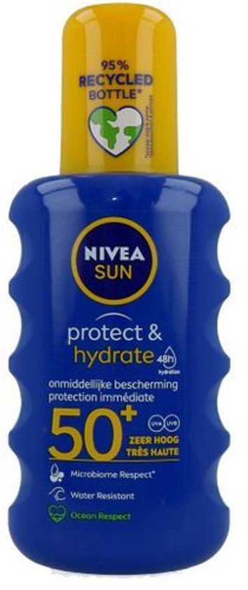 NIVEA SUN Protect & Hydrate Zonnebrand Spray - SPF 50 - Zonnespray - Hydrateert - Met Vitamine C - 200 ml