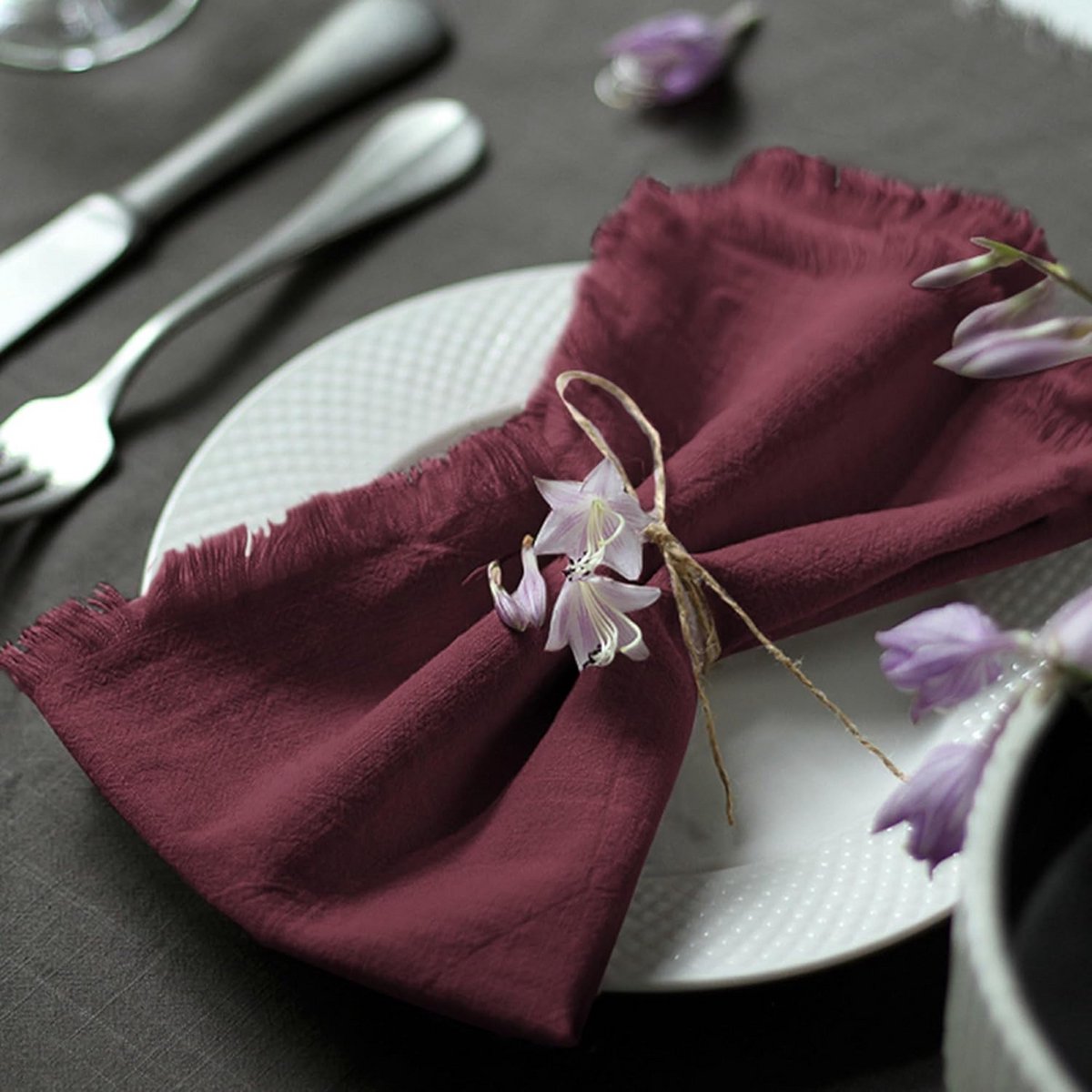 Handgemaakte katoenen servetten met franje voor diners en feesten - Set van 4