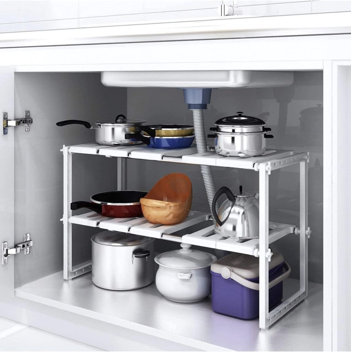 Onder gootsteen opslag Caddy - wit multifunctionele organizer voor keuken en badkamer