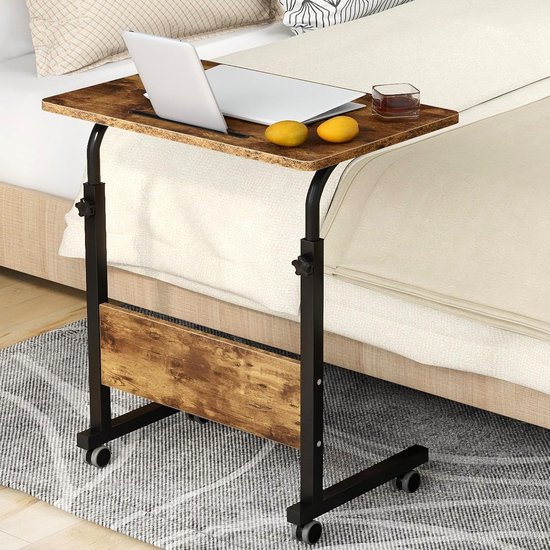 Laptoptafel op Wielen - Bijzettafel Verstelbaar - Bedtafel - Compact Bureau — afbeelding 3