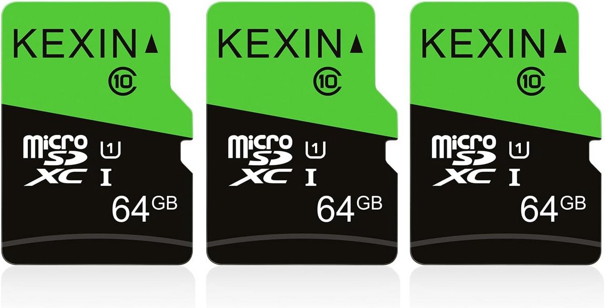 Micro SD-kaart 64GB 3-pack, UHS-I, U1, A1, C10 voor camera en smartphone