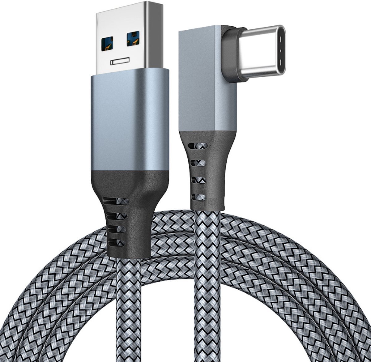 Geschikt voor VR Link Cable datakabels, zilvergrijs gevlochten (A naar C), 5 meter