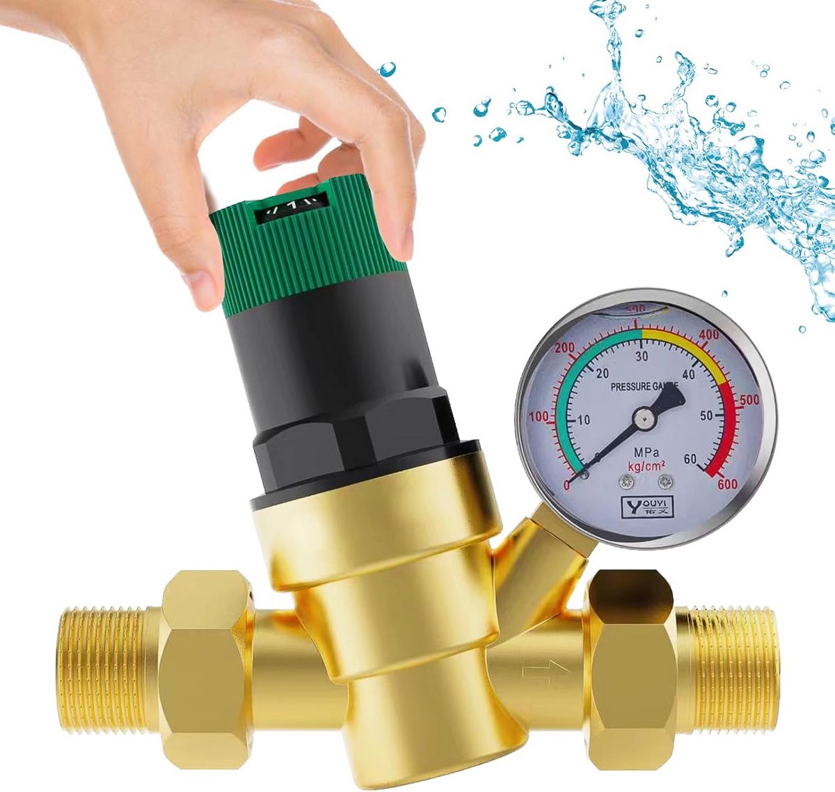 Verstelbare Waterdrukregelaar met Manometer - 3/4 inch DN20 voor Stabiele Waterdruk