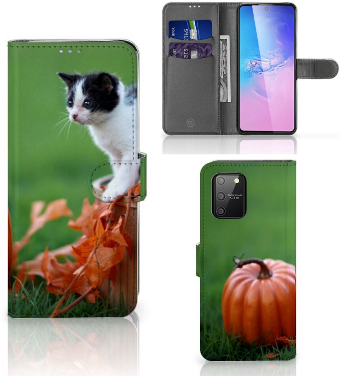 Samsung S10 Lite Telefoonhoesje met Pasjes Kitten