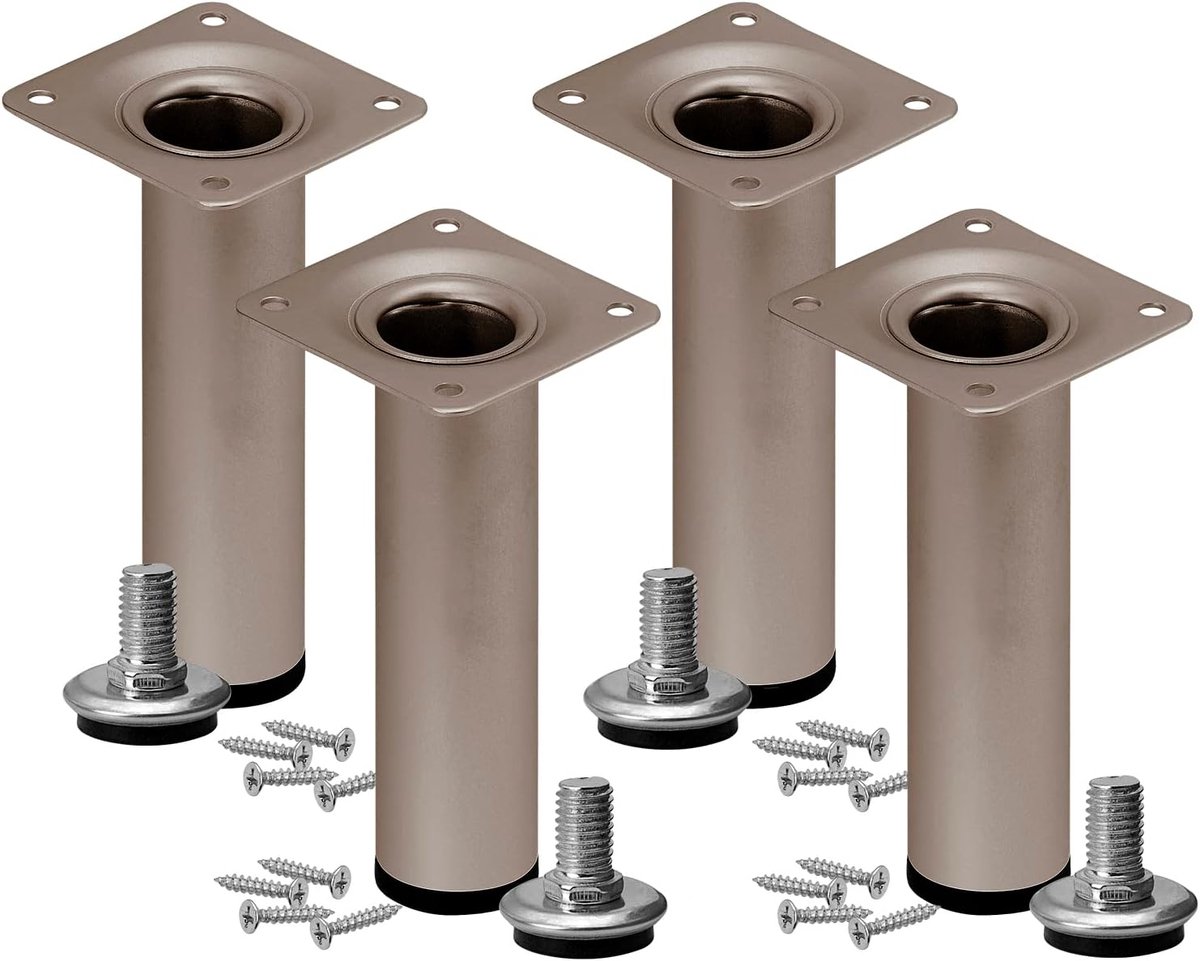 Verstelbare meubelpoten, staal, rond, hoogte 20 cm, belastbaar tot 50 kg