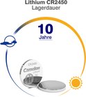 Camelion CR2450 lithium batterij met 10 jaar houdbaarheid.