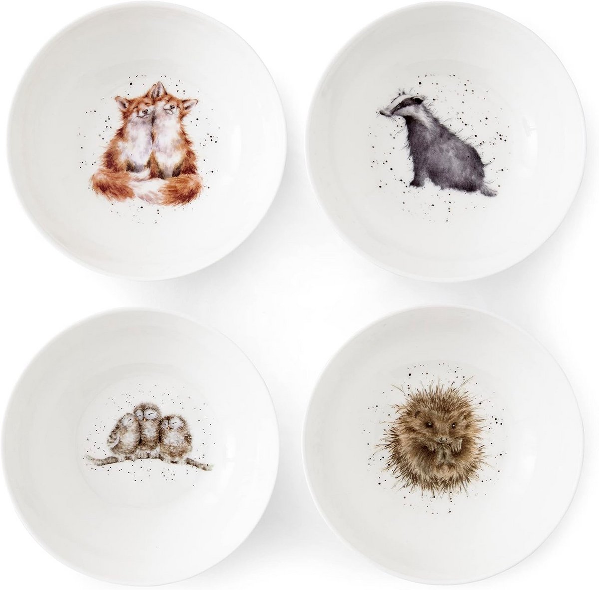 Set van 4 schattige kommen met dierenmotief voor dagelijks gebruik
