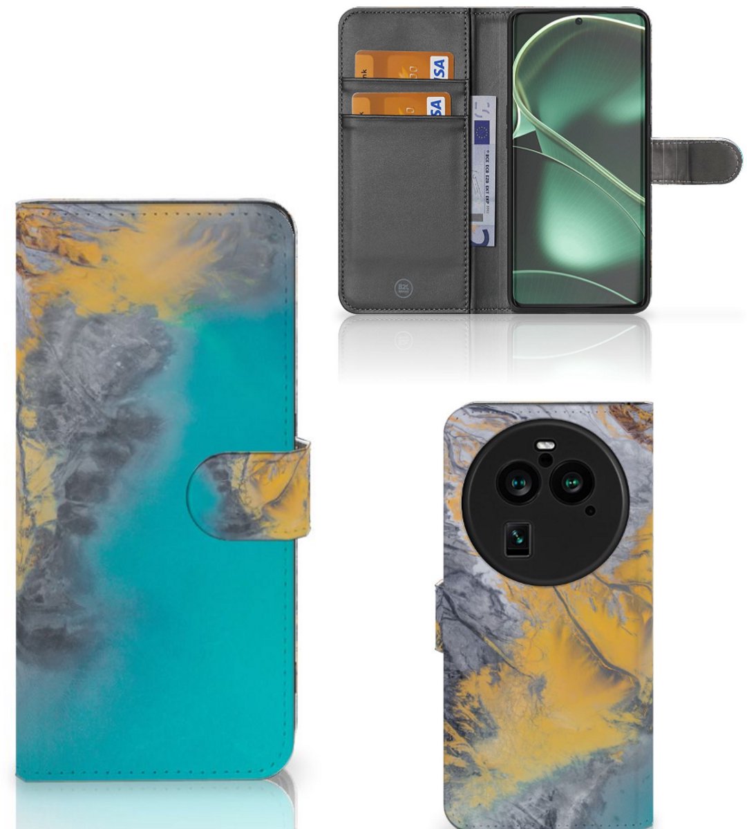 OPPO Find X6 Pro Bookcase Marble Blue Gold