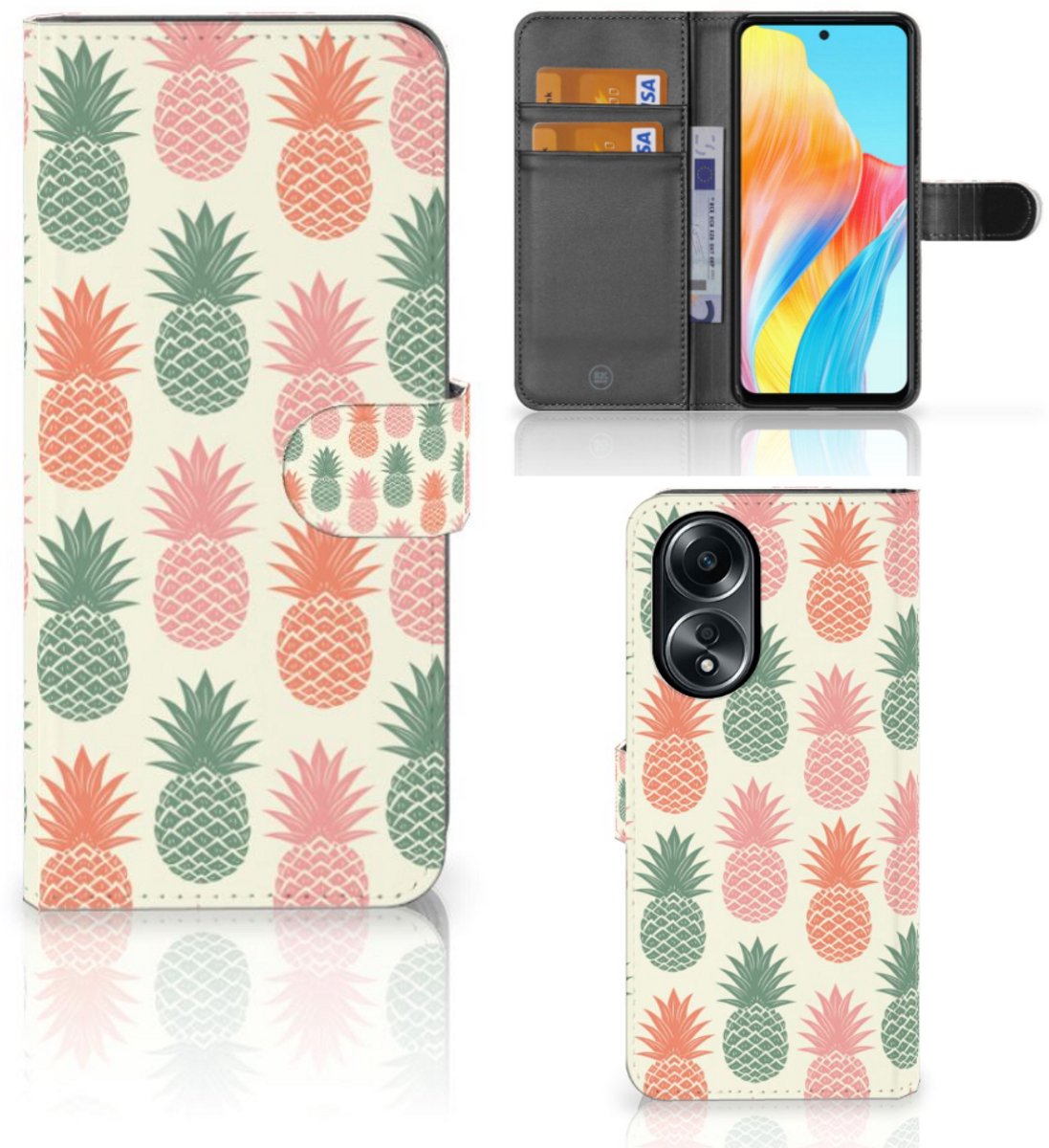 OPPO A58 4G Book Cover Ananas