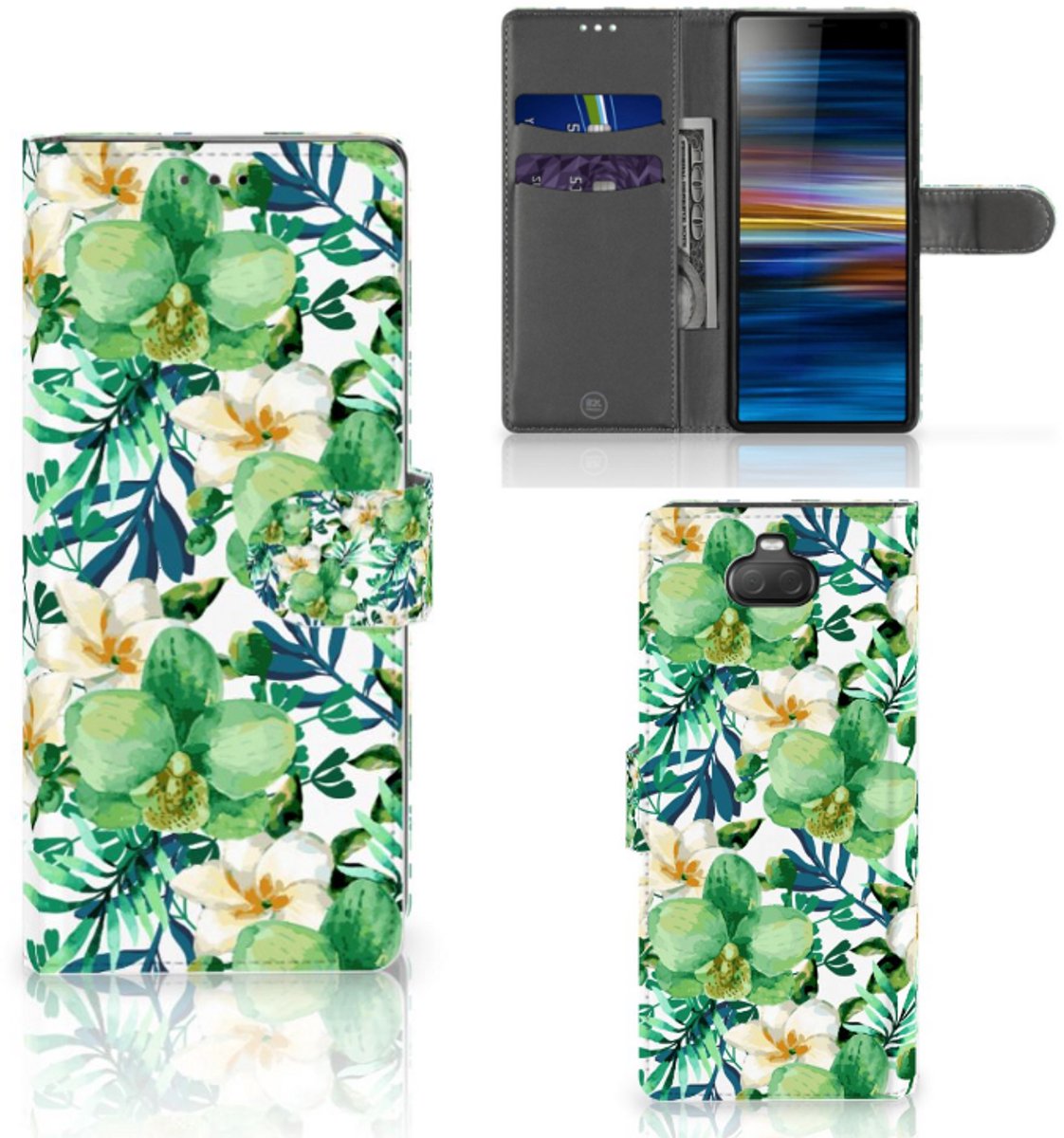Sony Xperia 10 Hoesje Orchidee Groen